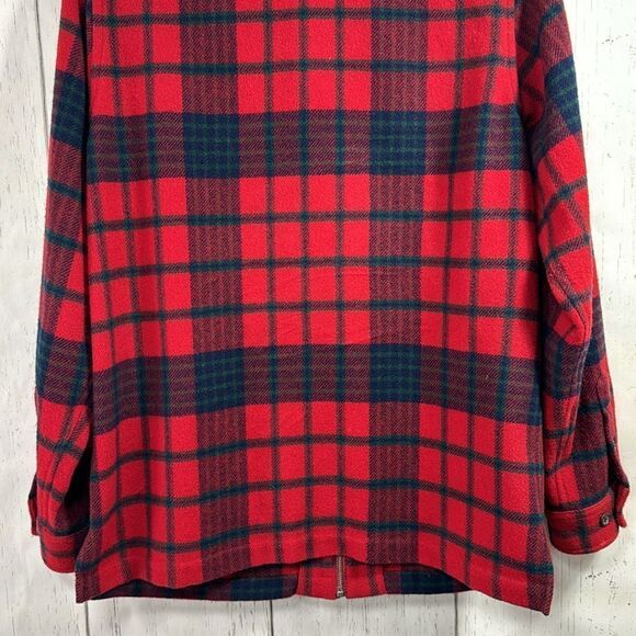 Lauren Ralph Lauren 100% Lambswool Plaid Pullover Shirt Jacket Red Navy Tartan - Picture 14 of 15